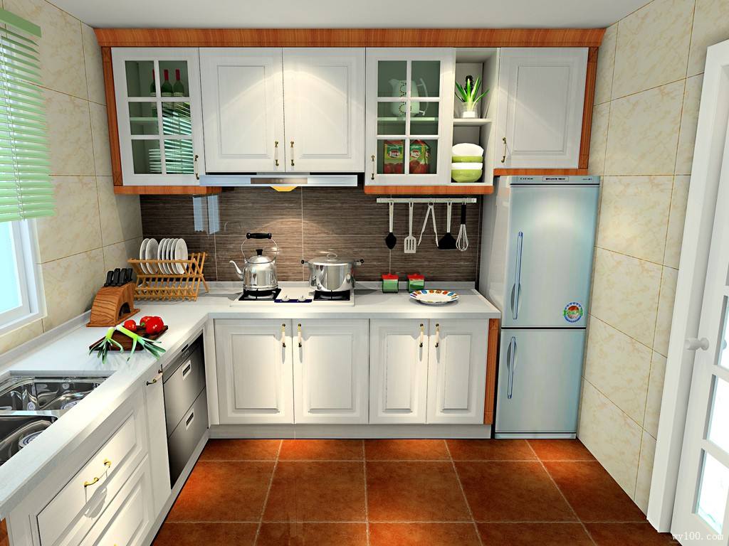 美式厨房实木橱柜设计效果图 – 设计本装修效果图